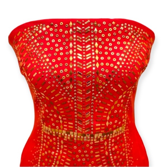 Cache Red Strapless Cocktail Dress Size 8 - Picture 11 of 16